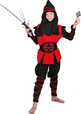 Produktbild von Kostüm Ninja Kämpfer rot-schwarz Kind Größe: 116