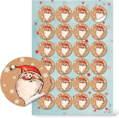 Produktbild von Logbuch-Verlag 48 Weihnachtsmann Nikolaus Aufkleber rund 4 cm - Geschenkaufkleber Weihnachten Nikolausgeschenk rot weiß beige für Kinder Kunden Mitarbeiter