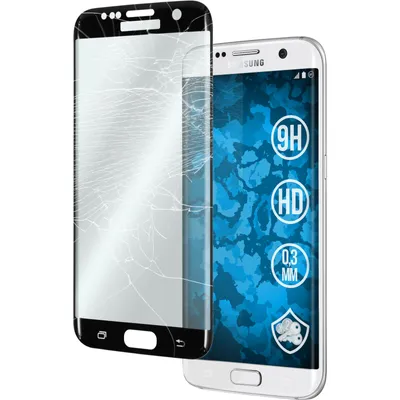 Produktbild von 1er-Pack PhoneNatic Glas-Folie klar full-screen schwarz kompatibel mit Samsung Galaxy S7 Edge - Panzerglas für Galaxy S7 Edge