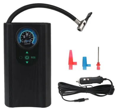 Image de Gonfleur de pneus portable, design compact, gonflage rapide, couleur noire