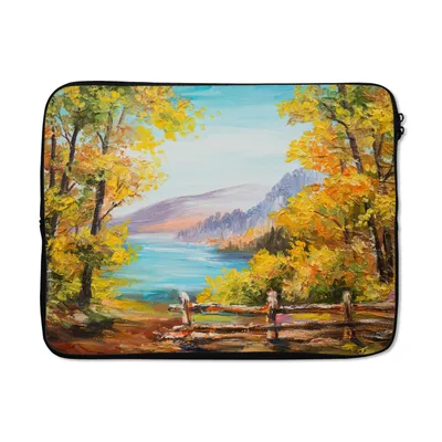 Produktbild von MuchoWow® Laptop Hülle 17 Zoll Laptoptasche Malerei - Ölgemälde - Pflanzen - Natur - Zipper - Schutzabdeckung