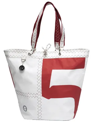Image de Sea Girl Sac à provisions, Blanc / Rouge en toile, Shopping Bag