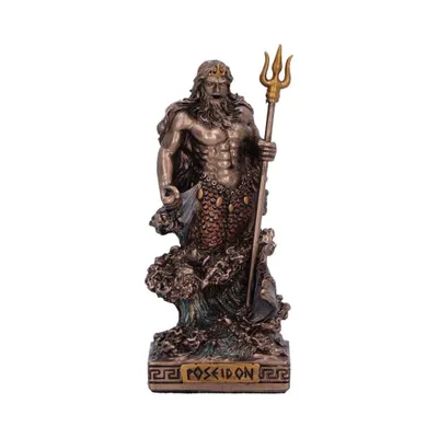 Diese Skulptur stellt Poseidon dar den griechischen Gott des Meeres, der Erdbeben, Stürme und Pferde