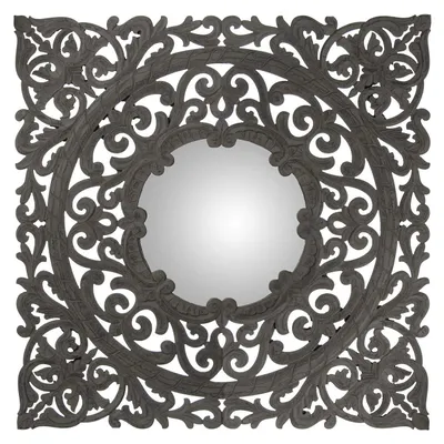 Wandkast mit Spiegel, MDF, rechteckig, grau, 90x1,5x90 cm