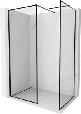 Produktbild von Mexen Kioto-F Duschwand Walk-in mit Rahmen 90 x 70 cm, transparent 8 mm, schwarz - 800-090-202-04-70-070