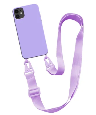 Productafbeelding van Smartphonehoesje met brede band voor iPhone 11, paars.Siliconen achterkant met zachte binnenkant