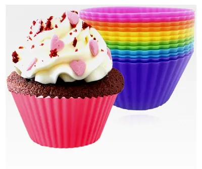 Produktbild von 12 Silikon-Muffinformen Wiederverwendbar in 6 Farben