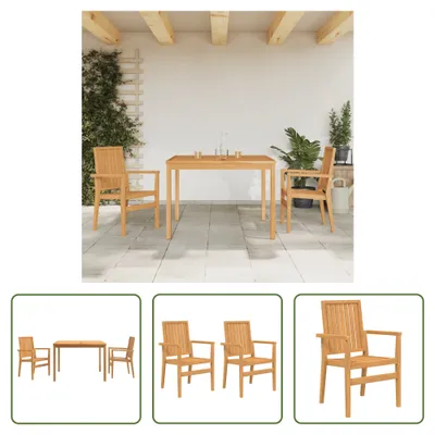 Produktbild von The Living Store 3-tlg. Garten-Essgruppe Massivholz Teak