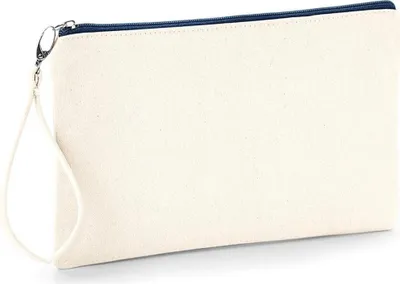 Image de Westford Mill W520 | Canvas Wristlet Pouch 26 x 17 cm - Couleur : Natural/Navy - Taille : One Size
