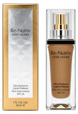 Produktbild von Estée Lauder Re-Nutriv Ultra Radiance Liquid Makeup SPF 20, Pumpenflasche, Flüssigkeit, Jeder Hauttyp, Aufhellend, Feuchtigkeitsspendend, Schutz, Glättend, Weichmachend, Messe, Kühl