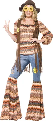 Produktbild von Hippie-Kostüm für Frauen mit Weste bunt XL
