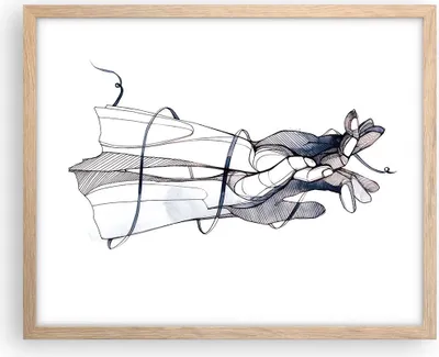 Produktbild von Gerahmtes Poster - Rahmen in heller Eiche - Hände Surrealismus Grafik - 50x40 cm - Wand Bild - Wanddeko - Wandbilder - Kunstposter - Wandposter - Bilderrahmen - Bilder - Kunstdruck - P2NAA50x40-4447