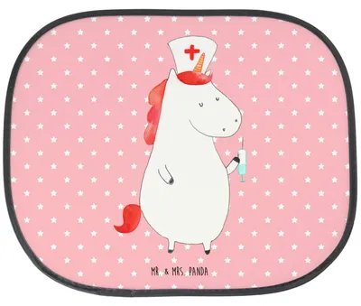 Produktbild von Mr. & Mrs. Panda Sonnenschutz Autoscheibe Einhorn Krankenschwester - Rot Pastell - Geschenk, Auto Sonnenblende, Krankenpflegerin, für Autoscheiben, Krankenpfleger, Ärztin