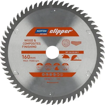 Produktbild von NORTON KREISSÄGE 160 mm x 20 mm x 60z HOLZ & VERBUNDWERKSTOFFE ATB (2,2 / 1,6)