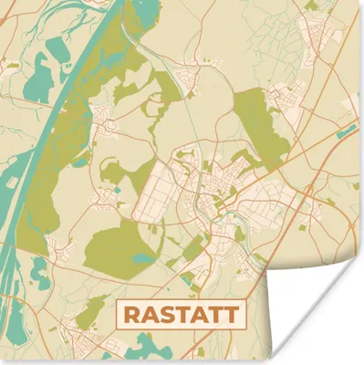 Produktbild von MuchoWow® Poster Rastatt - Jahrgang - Karte - Stadtplan 75x75 cm - Wand Dekoration