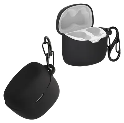 Produktbild von kwmobile Schutzhülle für JBL Tune Flex Hülle - TPU Silikon Case für Kopfhörer Ladecase - stoßfestes Cover mit Karabiner - Schwarz