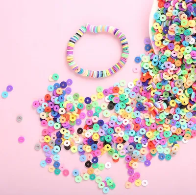 Produktbild von 5000 Stück Heishi Perlen Set bunte, 6mm Lose Flache Polymer Clay Perlen Tonperlen mit Loch für Kinder Erwachsene Armband, Halskette, Ohrringe DIY & Schmuckherstellung (lose)