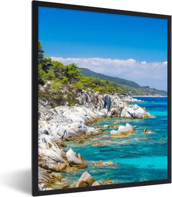 Produktbild von MuchoWow® Gerahmtes Poster Meer - Sommer - Tropisch 60x80 cm - Poster mit Schwarzem Bilderrahmen Wandposter Rahmen Foto Bilder - Premium - Wanddeko Wohnzimmer