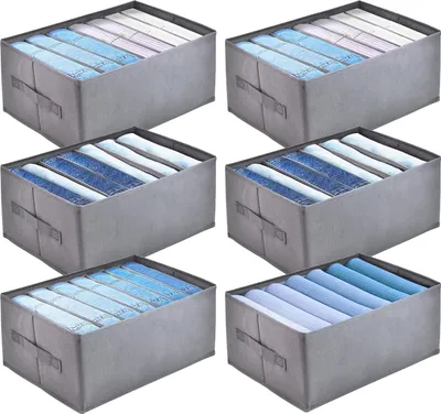 Immagine prodotto di ROLLWAY Sistema di organizer per guardaroba da 6 pezzi impilabile, robusto organizer per guardaroba per riporre e organizzare i vestiti, scatole per pantaloni, jeans, magliette, vestiti, camicie