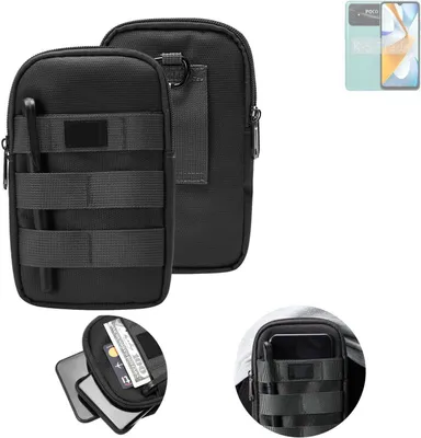 Produktbild von K-S-Trade Holster Gürtel Tasche kompatibel mit POCO C40 Handy Tasche Schutz Hülle dunkel-grau viele Fächer, 1x
