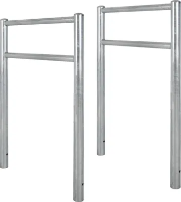 Produktbild von 2x Fahrradanlehnbügel mit Knieholm 115x75 cm Stahl feuerverzinkt Ø 60 mm zum Einbetonieren Typ H