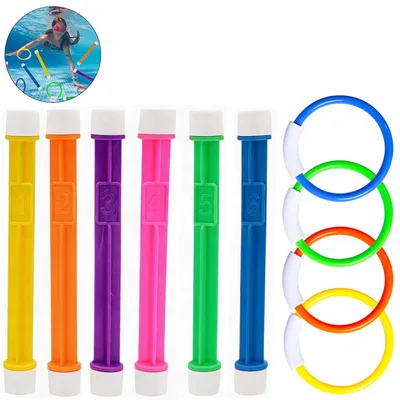 Produktbild von Tauchspielzeug Set Kinder 10-teilig, Tauchringe und Tauchstäbe Pool Training Schwimmen lernen Spielzeug