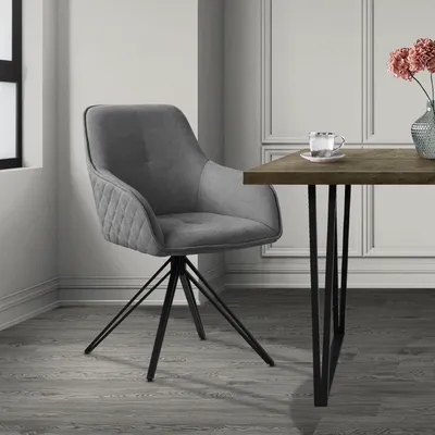Produktbild von ML-Design Esszimmerstuhl drehbar, Grau, aus Textil Webstoff mit Metallbeine