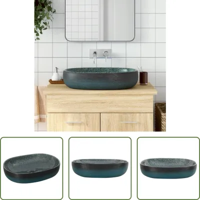 Produktbild von The Living Store Aufsatzwaschbecken Türkis Oval 59x40x14 cm Keramik