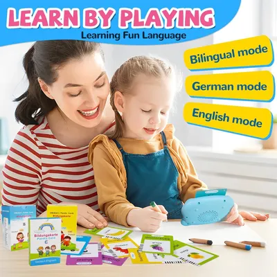 Produktbild von Lernkarten mit Ton – 255 Karten mit 510 Wörtern – Deutsch & Englisch – Sprachtrainer für Kinder – Lernkarten mit Vorlesefunktion – ab 3 Jahren
