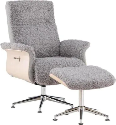 Produktbild von Relaxsessel Hagön mit Fußhocker aus Teddy Bouclé - Grau