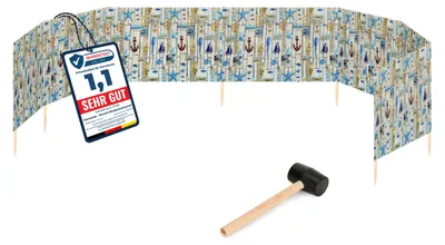 Produktbild von Garronda Strand Windschutz Sichtschutz 10m lang plus Gummihammer GAEX001