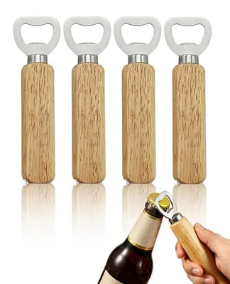 4 Holz-Flaschenöffner, natürlicher Deckelöffner, Geschenk für Männer