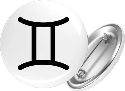 Produktbild von Huuraa Button Zwillinge Sternzeichen Zeichen 25mm rund mit Sicherheitsnadel Ansteckbutton Geschenkidee