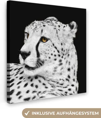 Obrázek produktu pro OneMillionCanvasses® - Plátno - Leopard - Bílá - Černá, nástěnná malba, nástěnné dekorace obrazy obývací pokoj, 90x90cm