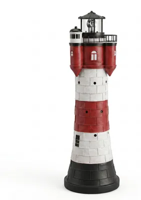Produktbild von Solar Leuchtturm Roter Sand Höhe 78cm aus Polyresin mit einer weissen LED 2325