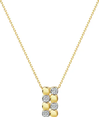 Produktbild von V Anhänger mit Kette 925 Sterling Silber vergoldet und rhodiniert Zirkonia