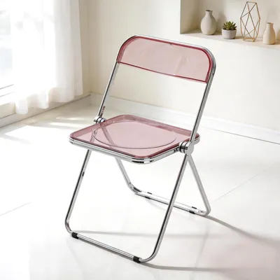 Image de Chaise pliante en acrylique transparent, de couleur rose, pliable, pour la cuisine