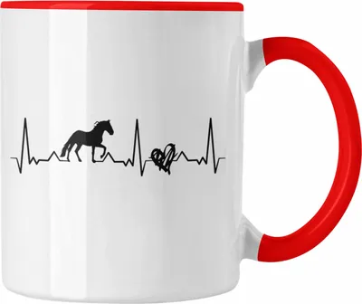 Produktbild von Trendation - Lustige Reiter Sprüche Geschenk Tasse Reiterin Pferde Mädchen Geschenkidee Pferde Herzschlag Herz (Rot)