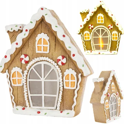 Produktbild von Große 31 cm große Lebkuchenhaus-Laterne mit LED-Beleuchtung, Weihnachtsdekoration