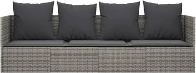 Produktbild von Graues Outdoor-Loungebett aus PE-Rattan mit Kissen