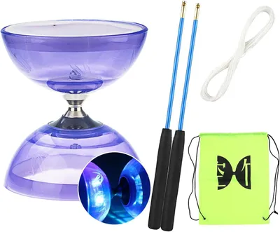 Productafbeelding van Diabolo vrijloper met kogellager - Drievoudige lageringsset - 4 kleuren - Professionele stang - Nettas