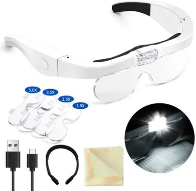 Image de Loupes rechargeables Azomor® avec éclairage et lentilles interchangeables pour un travail de précision