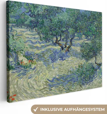 Produktbild von MuchoWow® - Leinwandbilder - Der Olivenhain - Vincent van Gogh, Wandbild, Wanddeko Bilder Wohnzimmer, 120x90 cm