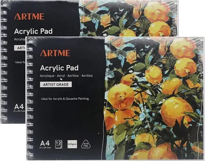 Productafbeelding van A4 acryl papier blok 2pcs12 vellen 400 gsm spiraalgebonden liggend