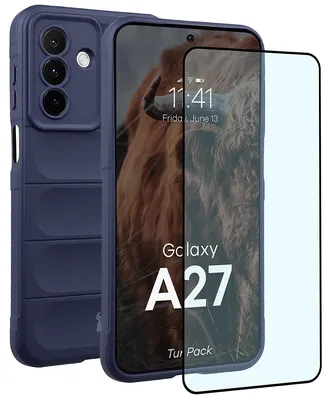 Produktbild von Robuste Handyhülle + gehärtetem Glas für Galaxy A27 5G, Bizon Tur Pack, Dunkelblau