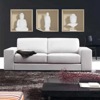 Image de Autocollant à effet 3D représentant un Bouddha blanc, 30 x 90 cm