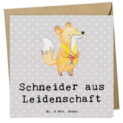 Produktbild von Mr. & Mrs. Panda Glückwunschkarte Schneider Leidenschaft - Grau Pastell - Geschenk, Grußkarte, Klappkarte, faltkarte, doppelkarte, anlasskarte
