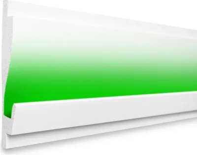 Produktbild von LED Einbauprofil aus Styropor mit Hartbeschichtung, Trockenbau Stuckleisten (1.15 Meter KD405) Einbauleiste für LED Streifen Stripe Kanal Lichtvoute Profil