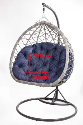 Image de Coussin de tête de chaise suspendue 110x100cm Bleu foncé | Coussins pour meubles de jardin | Coussins pour balançoire suspendue | Coussin de sol pour enfants