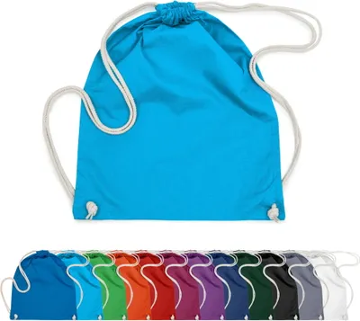 Produktbild von Baumwoll Turnbeutel 37x46 Sportbeutel Zuziehbeutel Gym Sack Schuhbeutel Rucksack, in Farbe: Türkis